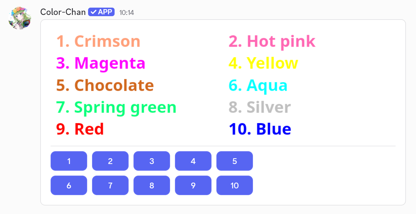 Color reaction List example